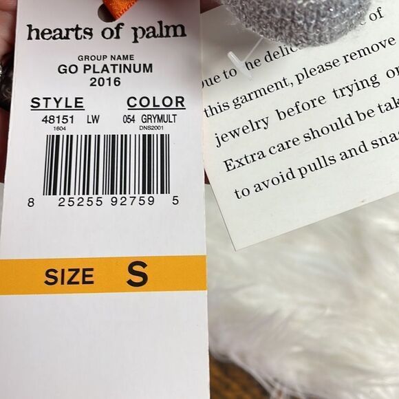 Heart of Palm Womens Swifty Gray Metallic Silver Open Face Cardigan Sz Small NWT - Picture 7 of 9